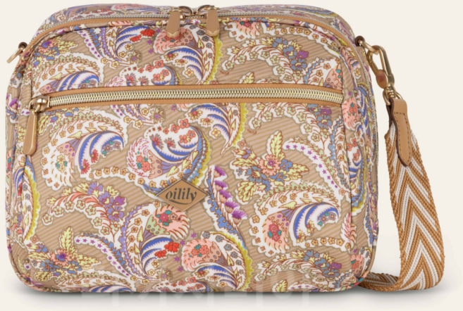 오일릴리 크로스백 여성 가방 숄더백 페이즐리 플라워 앰버 골드