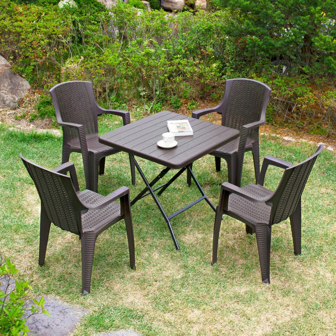 아르망 800 사각 모니카 4개 야외 테이블 세트, 브라운