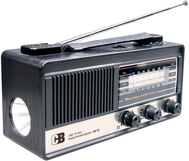 코비 레트로 포터블라디오/CRF25/FM/AM/단파/후레쉬/캠핑/등산/낚시/야간작업/USB음악재생/풍부한사운드/매장/인테리어/거실/, 단일수량