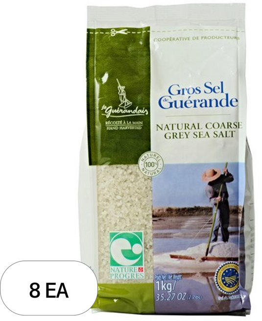 르게랑데 토판 대용량 폴리백 천일염 굵은 소금, 8개, 1kg