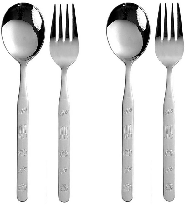 라온누리 아동용 큐티베어 올스텐 수저 세트, 숟가락(2p) + 포크(2p), 1세트