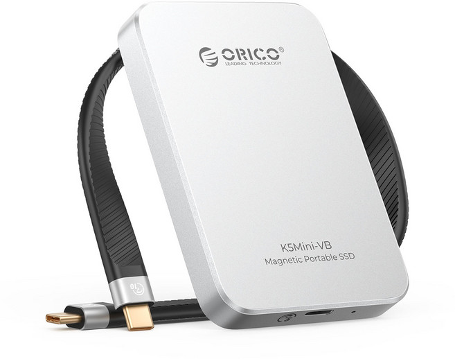 오리코 마그네틱 4K로그 초박형 휴대용 외장하드 SSD K5mini-VB, 실버, 1TB