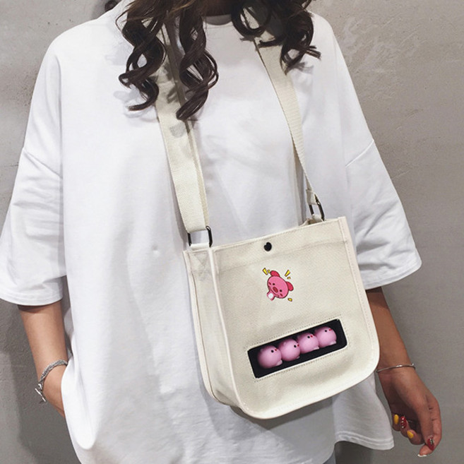 에이스 아기돼지 피규어 에코백 어린이 크로스백 가벼운착용감 넉넉한 보관공간 coro3106