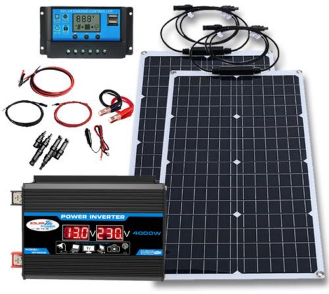 태양광 패널 풀 키트 가정용 인버터 풀 세트 LED 디스플레이 스크린 태양광 시스템 키트 4000W 110V 220V 100A 컨트롤러, 3) black kit 220V, 1개