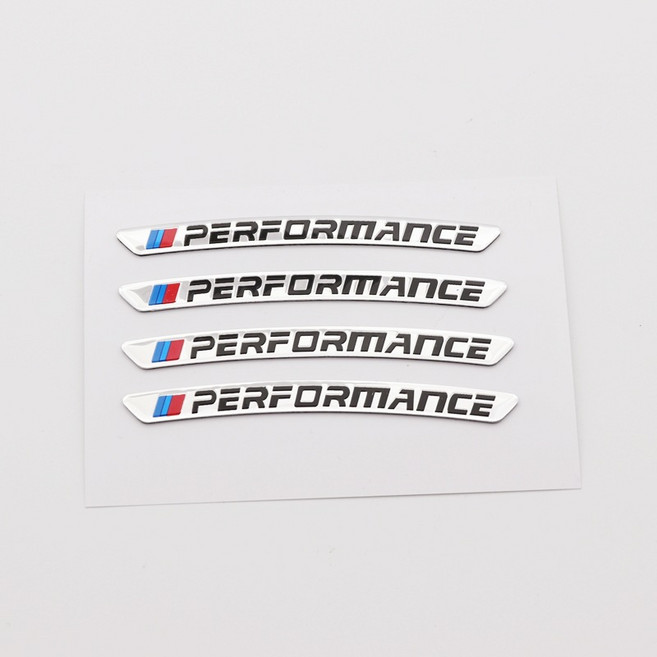 알루미늄 스크래치 기스 보수 휠가드 포인트 휠 스티커 벤츠 BMW 아우디 4PC 세트, 1세트, M 퍼포먼스 은색 신형
