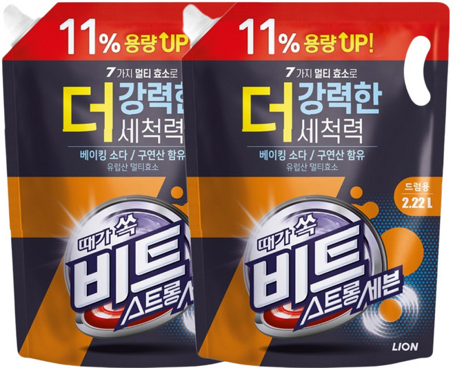 비트 스트롱 세븐 드럼용 액상세제 리필, 2.22L, 2개