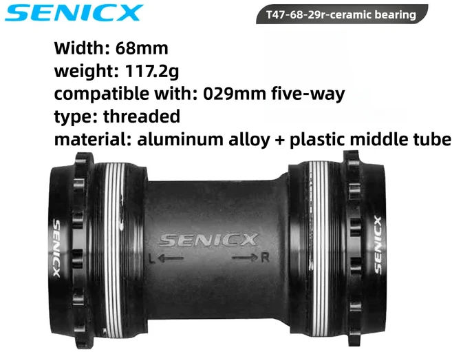 전동구동계SENICX T47 하단 브래킷 세라믹 베어링 24mm 스레드 BB Mtb Shimano SRAM 용 중공 센터 경량 도