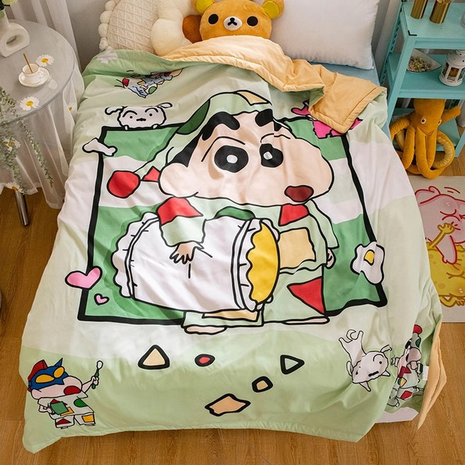 크레용신짱 아동용 부드러운 여름 얇은 이불, 25, 30x50 베개커버 1개