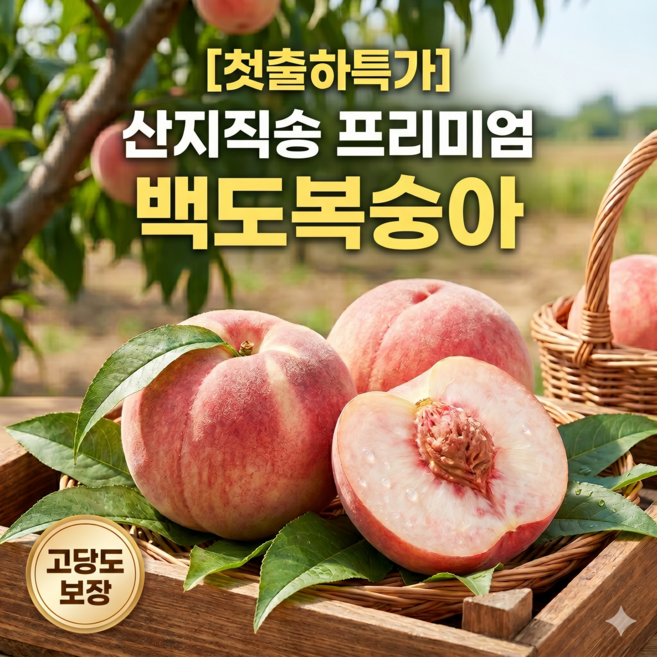 [첫출하특가] 산지직송 고당도 백도복숭아, 1박스, 백도복숭아 1.5kg 대과