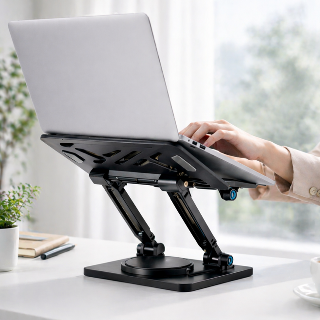 모던셀렉 360도회전 미끄럼방지 노트북 거치대, 1개, 다크그레이