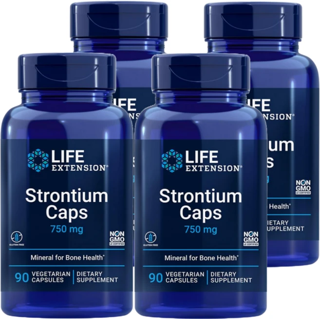 라이프 익스텐션 스트론튬 캡스 750mg 캡슐 Life Extension Strontium Caps, 90정, 4개 - 쿠팡