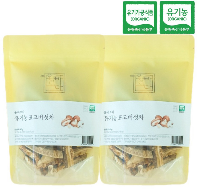 올바르다 유기농 표고버섯차, 2개, 1개입, 40g