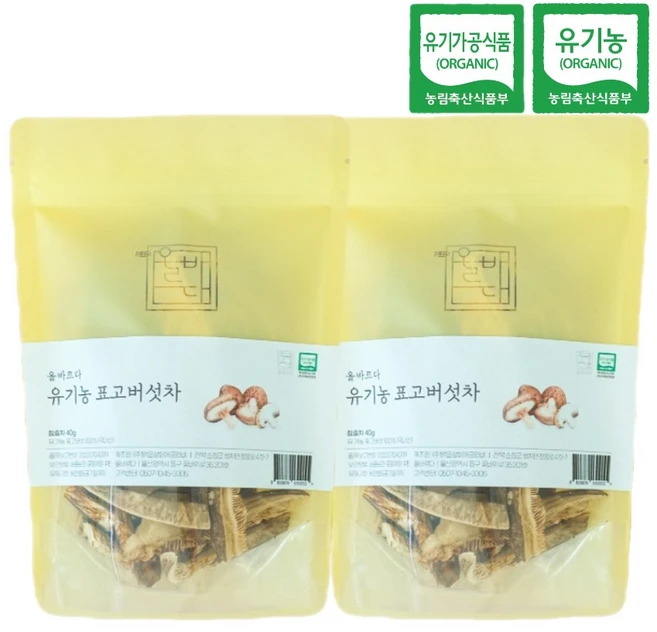 올바르다 유기농 표고버섯차, 2개, 1개입, 40g - 쿠팡