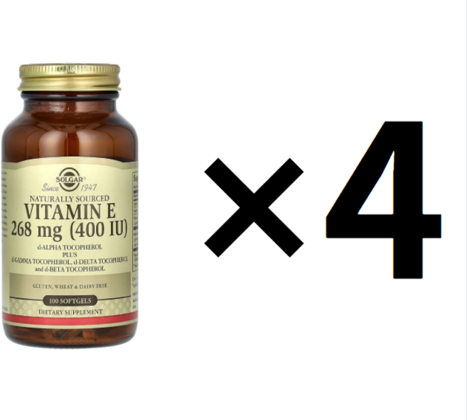 Solgar 천연 공급원 비타민 E 268mg(400IU) 100정, 4개