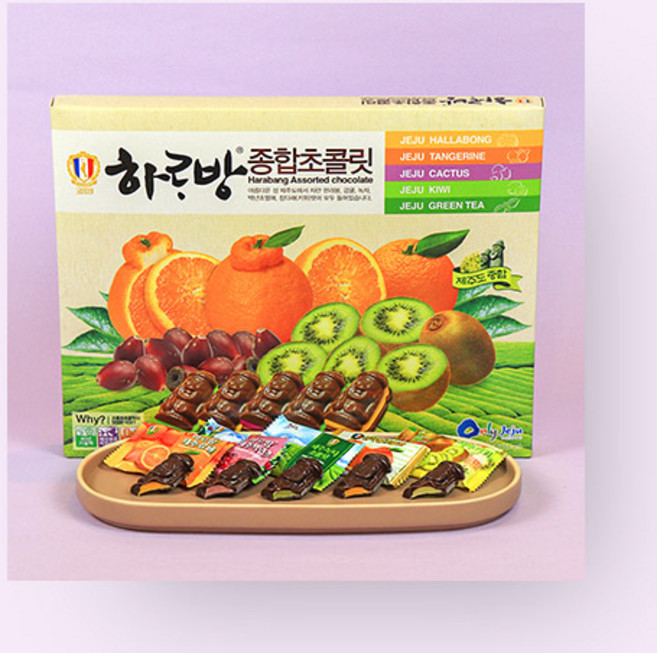 제주사월 코롬방제과 하르방종합초콜릿 46개입 백년초 감귤 한라봉 녹차 키위 5가지맛 제주도기념품, 331g, 1개