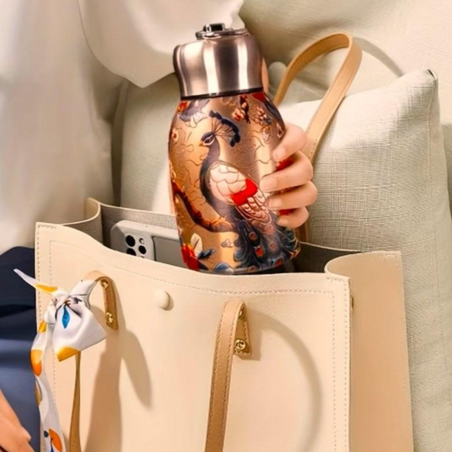 원더캣츠 빈티지 보온 물병 텀블러 300ml (핸드메이드 스트랩 핸들러 무료 증정), 빈티지컬러, 1개