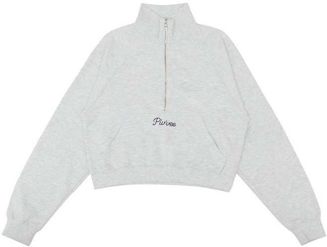 PIV’VEE Logo Embroidered Half-zip Sweatshirt (snow grey)