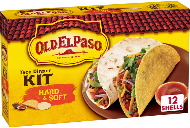 올드 엘 파소 하드 앤 소프트 타코 디너 키트 식사 준비 Old El Paso Hard and Soft Taco Dinner Kit Meal Prep 12 Ct 11.4