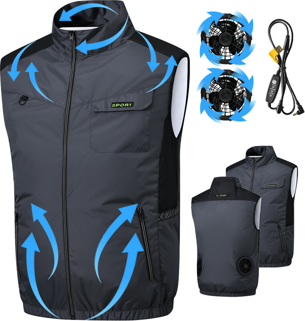 [KC인증] 선풍기조끼 에어컨조끼 아이스 냉각조끼 남녀공용 낚시 등산 현장작업복