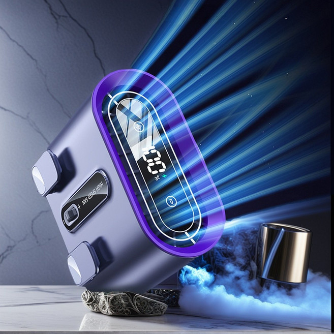 메이원 스마트 AI 냉각 허리선풍기 휴대용 초경량 듀얼 냉풍기 원터치 스크린 선풍기, 그레이