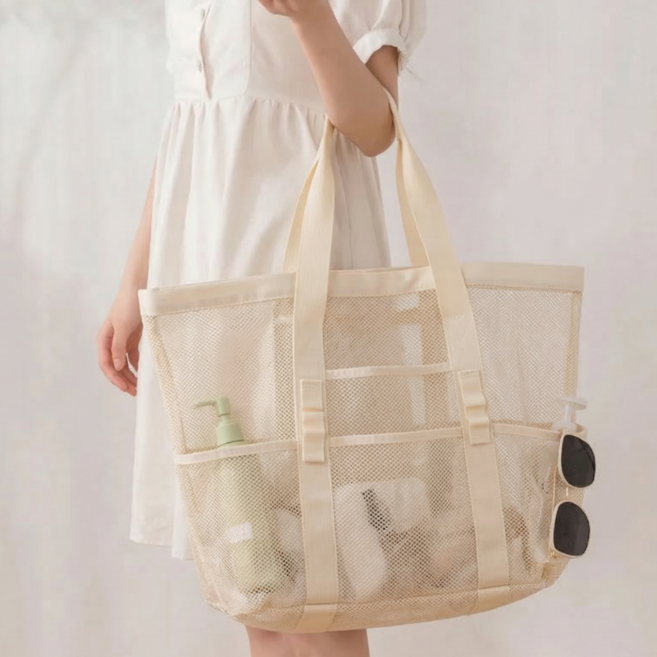 비치백 대형 대용량 워터파크 비치백 메쉬백 빅사이즈 물빠지는 해변 수영 가방 네트백 목욕가방 수영가방 망사가방