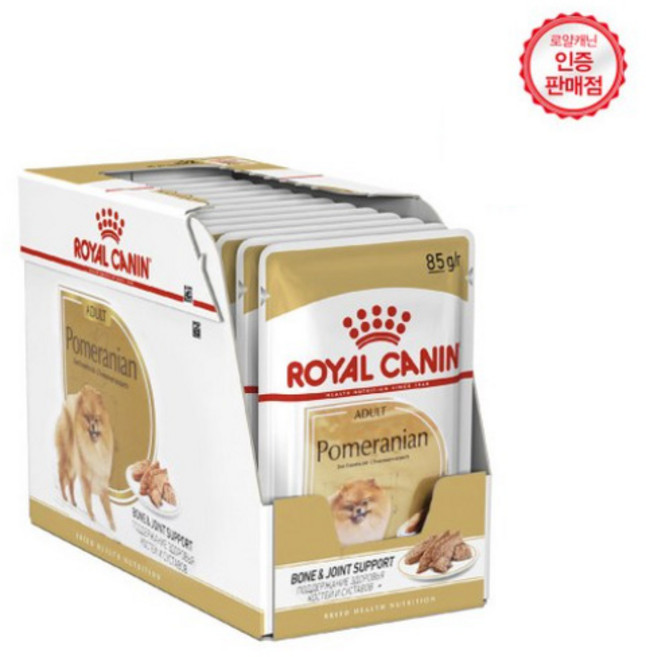 포메라니안 습식사료 85g 24개 로얄캐닌 강아지 어덜트 관절 소화 치아 파우치