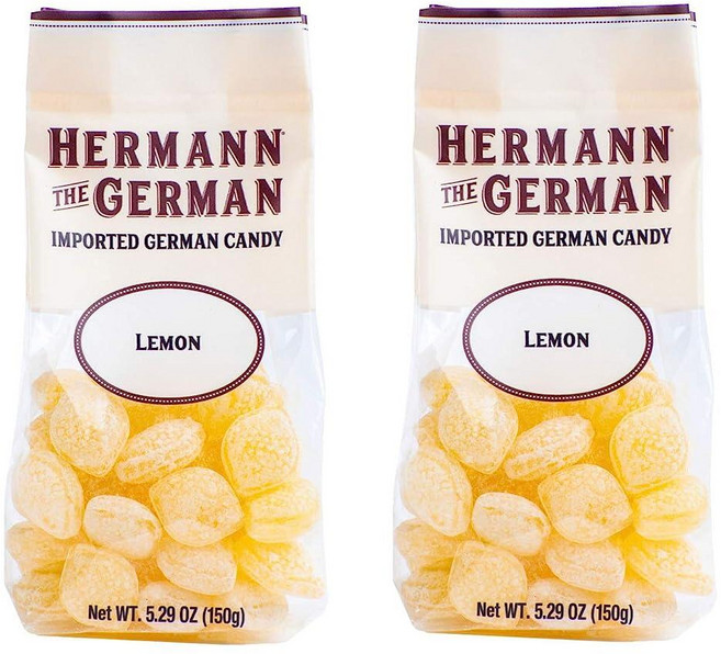 Hermann the German 하드 캔디 - 수입 - 2개 팩 (레몬), Lemon, 150g