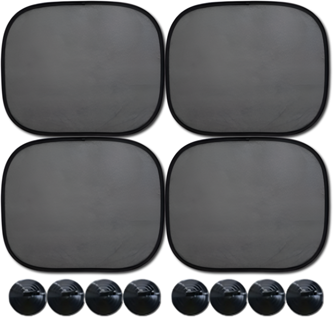 펴나나다 차량용 간편부착 햇빛가리개, 블랙, 4개