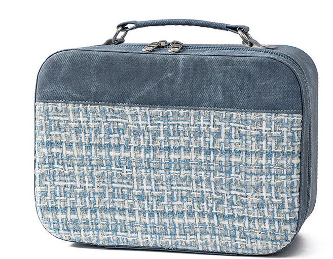 여행용화장품 수납 휴대용 파우치, 블루, 8011 데님 작은 향수 스타일 큰 (25*11*18C, 1개