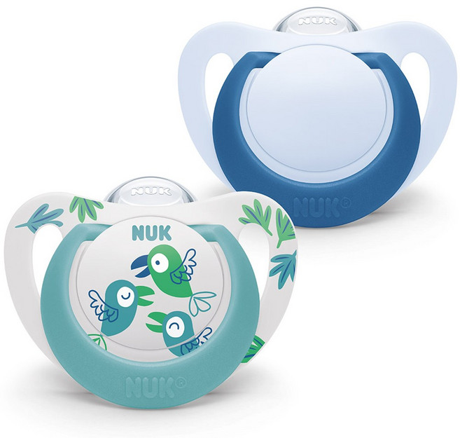 누크 스타 노리개젖꼭지 2종 세트, S3(18~36개월), 버드 + 블루, 1세트