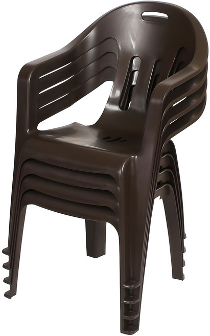 지오리빙 팔걸이 플라스틱의자 4개, 브라운