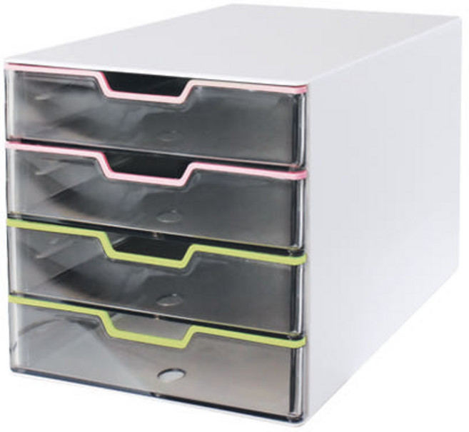 카파맥스 데코 투명 서류함, 혼합색상, 4단