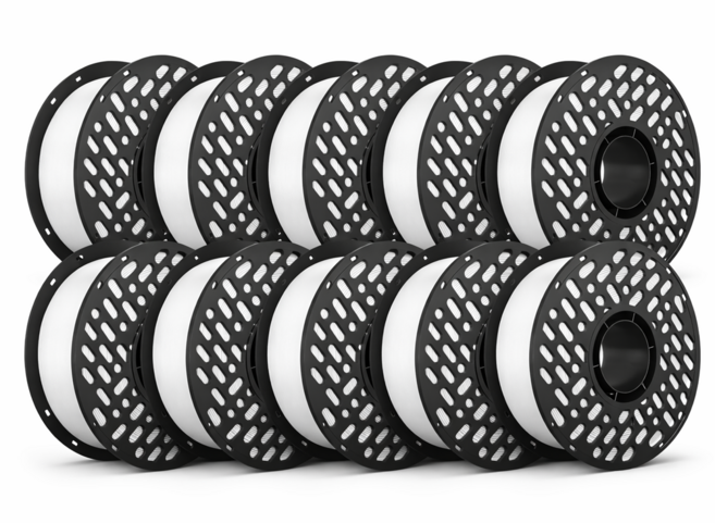 CaiLab 고강도 고탄성 PLA+ 3D 프린터 필라멘트 1.75mm 노즐 막힘 없는 선경 안정성 1kg | 뱀부랩 3D 프린터(P1S P2S A1 H2D등) 호환, (PLA), 화이트 10롤 세트