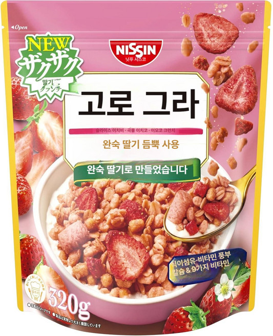 일본 딸기 그래놀라 320g 다이어트 그래놀라 다이어트시리얼 프로틴시리얼 단백질시리얼 다이어트그래놀라, 1g, 1개