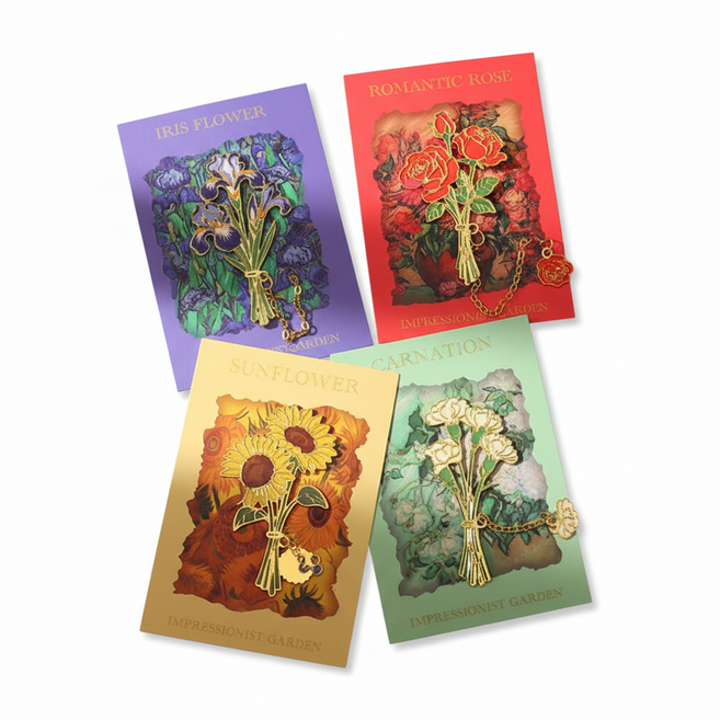 보스케 반고흐 명화 금속 책갈피 4종세트, 1세트, 꽃다발4개