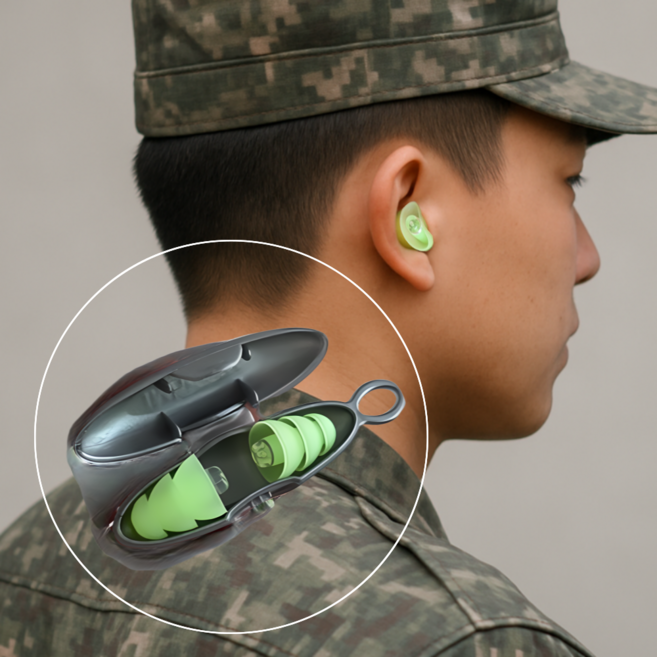 택솔저 군용 귀마개 군인 사격용 이어플러그 소음방지, 2개입, 1개