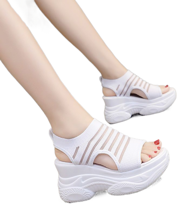 셀럽당 통굽 웨지힐 샌들녀 여름 토오픈 송편 로마자화