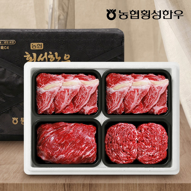 농협횡성한우 어사품 1등급 구이모듬정육세트 4호1.6kg(냉장 팩당 400g), 1개