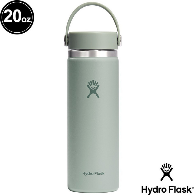 Hydro Flask 20oz 寬口提環保溫瓶 【野外營】, 灰綠, 1個