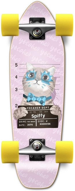 Yocaher 롱보드 27인치 미니 크루저 보드 ABEC-9 베어링, 락스타 키티 핑크