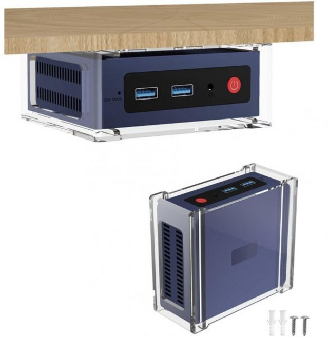 デスク下マウント壁掛け用 Beelink S12 Pro Mini PC N100 コンピュータスタンド 卓上壁掛けデスク下収納スタンド クリアアクリル 多機能ブラケット ホルダー テレビの隣や後, デスク下マウント壁掛け用 Beelink S12 Pro M