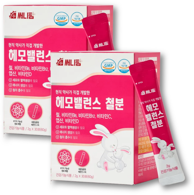 헤모 밸런스 케어 헤모키즈 흡수율 높은 식물성 헤모글로빈 임산부 어린이 여성 철분제 비헴철 엽산, 4세트, 15회분