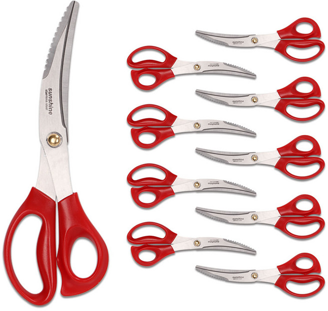 썬샤인 피올라 커브드 고기 가위 SKS-04, 레드, 10개