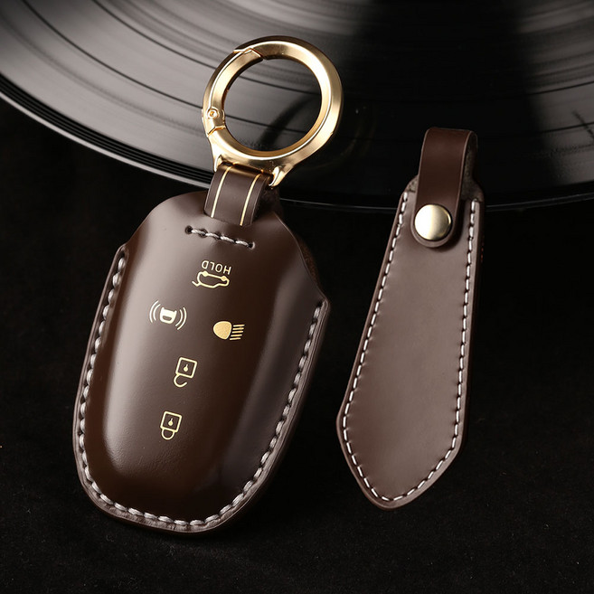 아이리온 무쏘 EV 호환 소가죽 키케이스 키커버 키홀더, 가죽키케이스_무쏘전용_브라운+ 키링