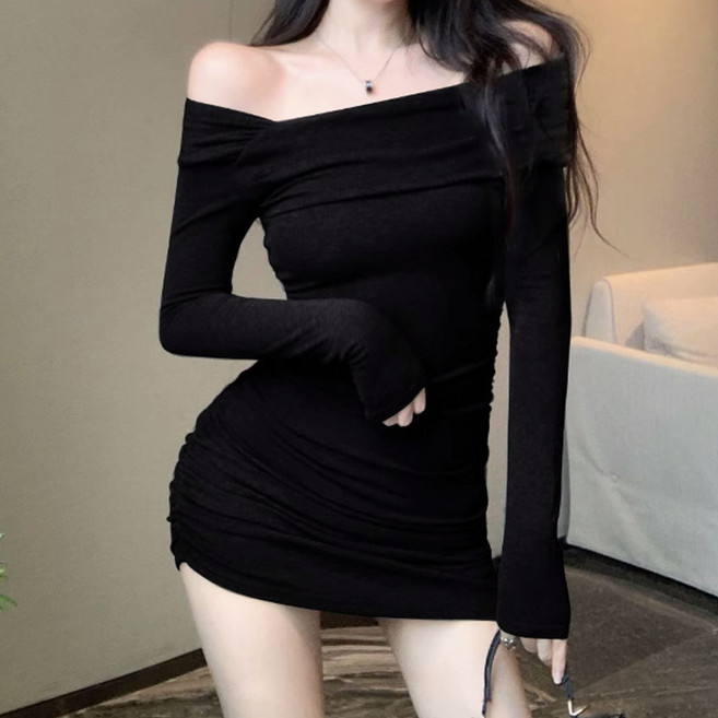 아이엠몽 여성 셔링 오프숄더 미니 원피스