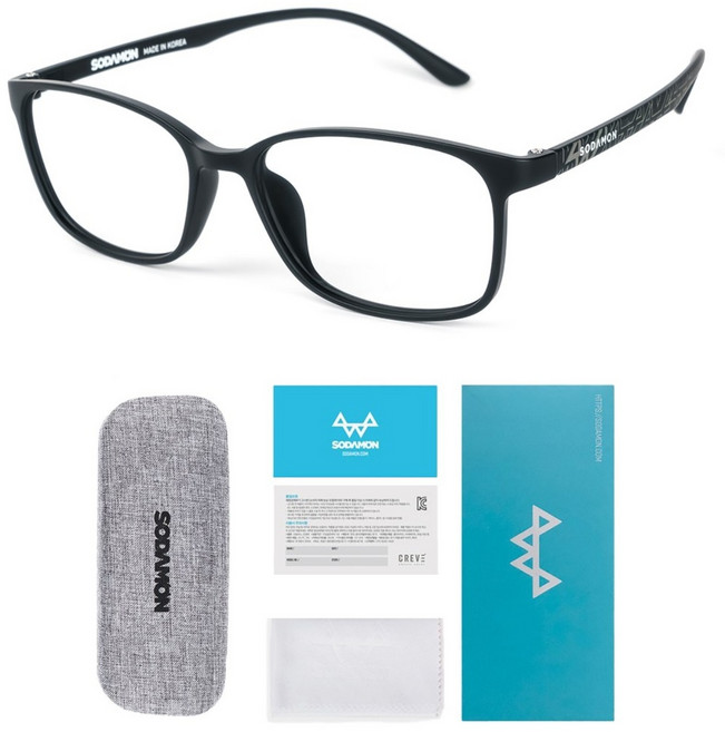 소다몬 TO8030 시리즈 가벼운 뿔테 안경테 동그리 사각 패션안경 + 케이스 텍 클리너 등