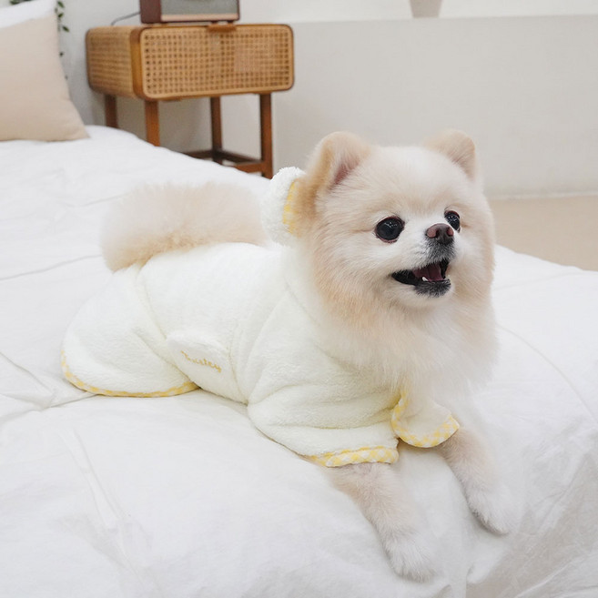 베일리 드라이 샤워 가운 강아지수건 애견 목욕 펫타올, 옐로우, 1개