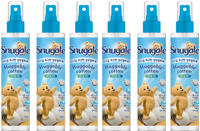 스너글 포근한 섬유탈취제 허거블 코튼 본품, 150ml, 6개