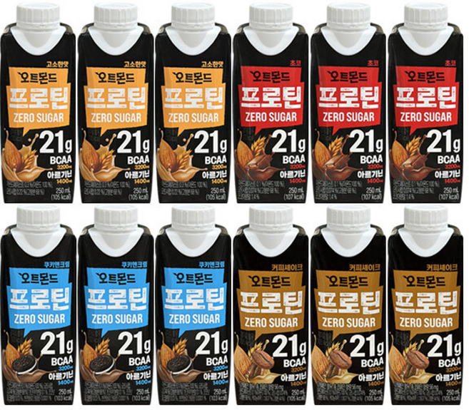 롯데칠성 오트몬드 프로틴 (고소한맛+초코+쿠키앤크림+커피셰이크) 각 3, 1개, 250ml