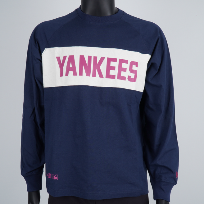[국내정식매장] 뉴에라 티셔츠 MLB 뉴욕 양키스 컬러 블록 롱 슬리브 드레스 블루스 맨투맨
